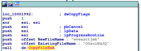 Fig. 10: Obfuscation code: copy file