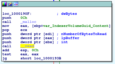 Fig. 11: Reading content of IndexerVolumeGuid