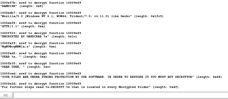 Fig. 5: Decrypted strings, script output